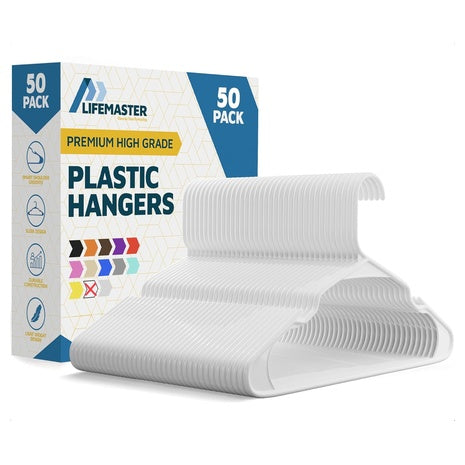 50 Lightweight Hangers with Smart Shoulder Grooves