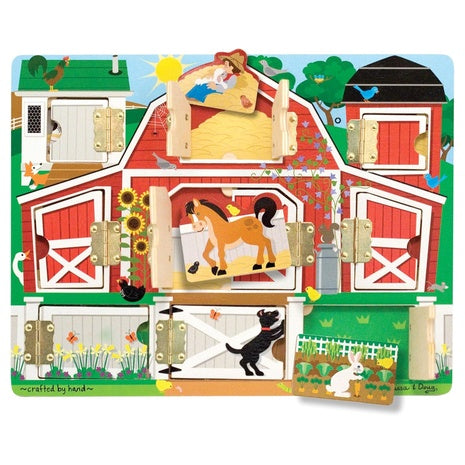 Melissa & Doug Hide and Seek Farm Wooden Activity Board with Barnyard Animal Magnets