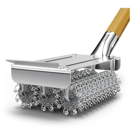 Stainless Steel Food-Grade Grill Brush Head With Scraper