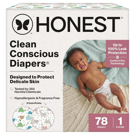 78 Size 1 Honest Hypoallergenic Diapers