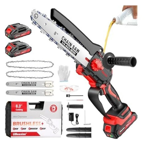8" UBeesize Cordless Brushless Motor Mini Chainsaw