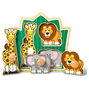 (4 Variations) Melissa & Doug Jumbo Peg Wooden Puzzle