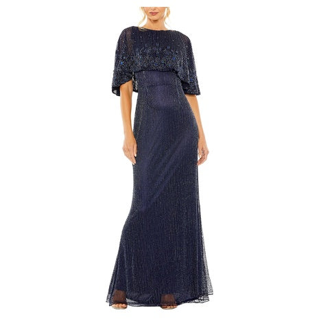 Beaded Mesh A-Line Gown