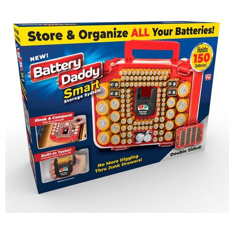 Ontel 150 Battery Daddy Smart Battery Organizer Storage Case With Tester