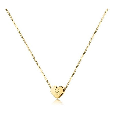 Gold Plated Heart Initial Necklace