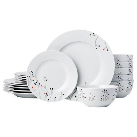 18-Piece Amazon Basics Dinnerware Set (Microwave & Dishwasher Safe)