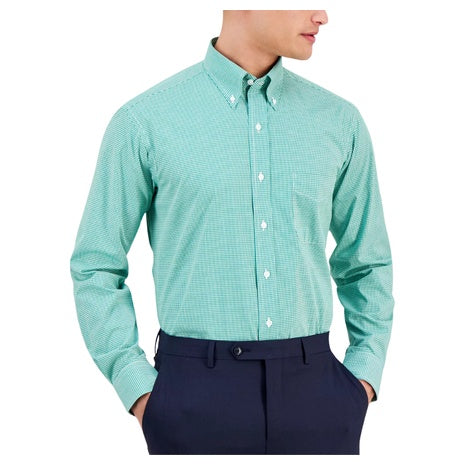 Club Room Men's Regular Fit Mini Gingham Dress Shirt