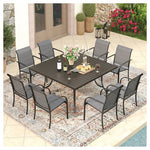 Set Of 9 Red Barrel Studio Erilas 8-Person Metal Patio Dining Set W/Square Table