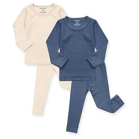 Pack of 2 Size 4T Blue, Beige Ribbed Pajamas