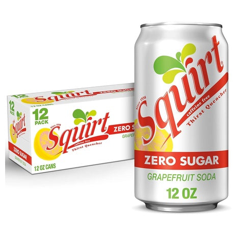 12 Cans Squirt Zero Sugar Grapefruit Soda