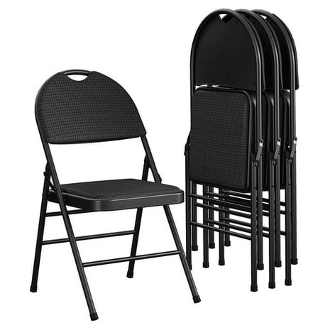 4 COSCO Commerical Triple-Braced Metal Folding Chairs with Fabric Seating