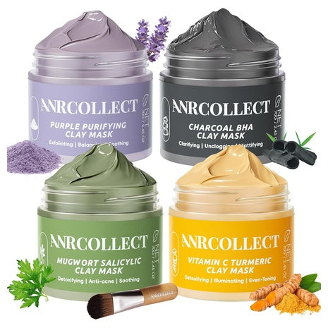 4 Clay Face Mask Set