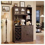 71" Kitchen Pantry Cabinet With Wine Bottle Rack And Charging Station