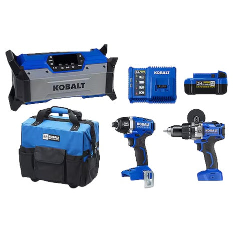 Kobalt 24V Max Brushless 3-Tool Combo Kit W/ Soft Rolling Case