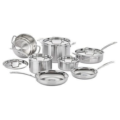 12-Piece Cuisinart MultiClad Pro Triple Ply Stainless Stainless Steel Pots and Pans Set
