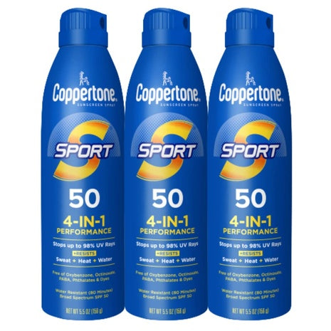 3 Bottles Of Coppertone Sport SPF 50 Sunscreen