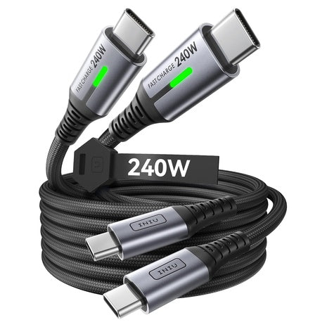 2-Pack 6.6' INIU 240W USB-C Braided Charging Cable