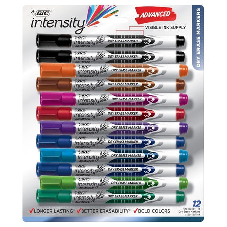 12 BIC Intensity Dry Erase Markers