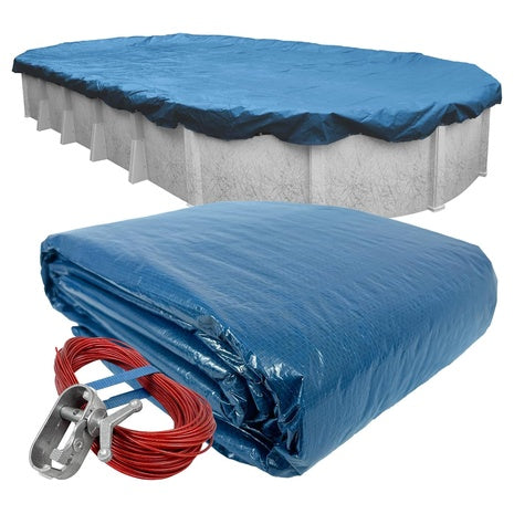 Pool Mate 15 x 27 ft Classic Blue Winter Oval Pool Cover