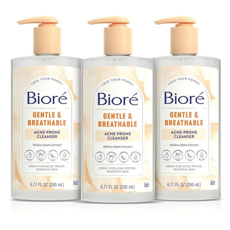 3 Bottles Biore Gentle & Breathable Acne Face Wash
