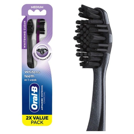 2 Oral-B 3D White Charcoal Toothbrushes (Medium)