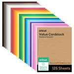 125 Sheets Cricut Value Cardstock Paper Rainbow Sampler (8.5” x 11”)