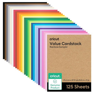 125 Sheets Cricut Value Cardstock Paper Rainbow Sampler (8.5” x 11”)