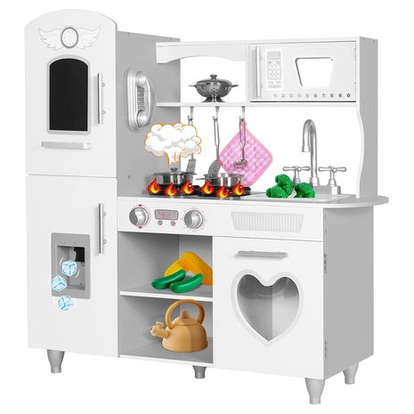 Kids Wooden Play Kitchen with Lights & Sound