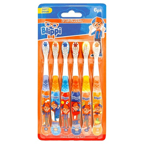 6 Brush Buddies Blippi Kids Manual Soft Toothbrushes