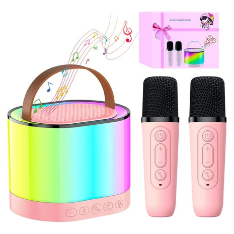 Mini Karaoke Machine with 2 Wireless Microphones