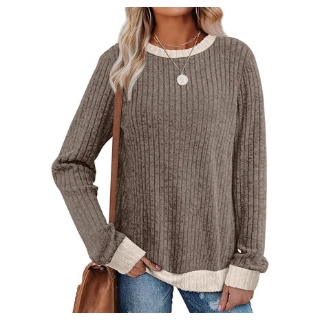 Sampeel Women's Crewneck Long Sleeve Color Block Sweater (Various)