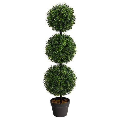 Nearly Natural 36in Artificial Triple Ball Boxwood Topiary Tree