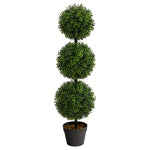 Nearly Natural 36in Artificial Triple Ball Boxwood Topiary Tree