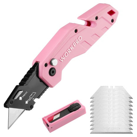 WORKPRO Folding Utility Knife W/ 10 Extra Blades