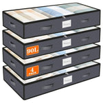 4 Under-Bed Storage Containers with Clear Tops