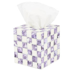 Violet Check Tissue Box Cover