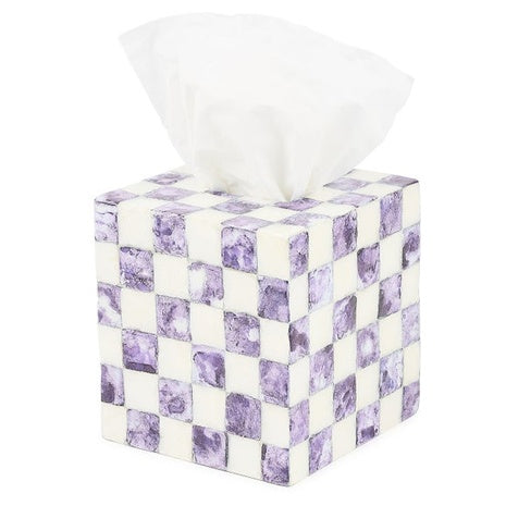 Violet Check Tissue Box Cover