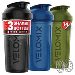 3 Velomix 14oz Protein Shaker Bottles