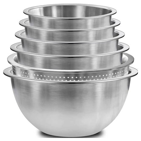 6-Piece Stainless Steel Mixing Bowls With Colander