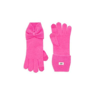 UGG Women's Bow Wool Blend French Pink Tech Gloves