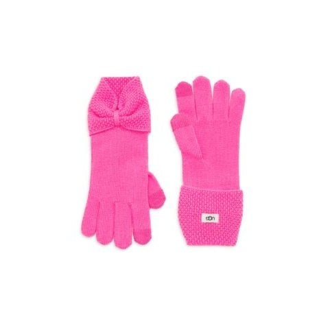 UGG Women's Bow Wool Blend French Pink Tech Gloves