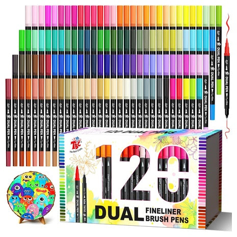 120-Color Dual-Tip Brush Marker Set