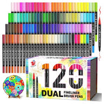 120-Color Dual-Tip Brush Marker Set