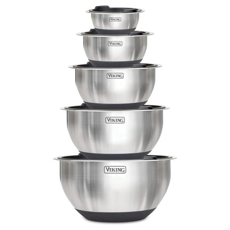 10 Piece Viking Stainless Steel Mixing Bowls w/ Lids Set