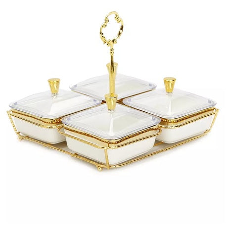 4-Piece Classic Touch Bowl Relish Dish on Base Set