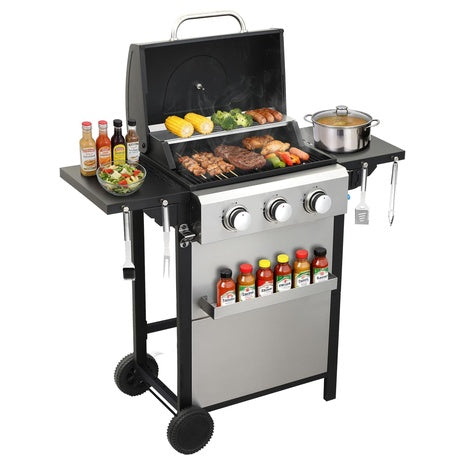 3-Burner Propane Gas 30,000 BTU Stainless Steel BBQ Grill
