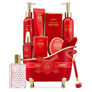 10-Piece Lovery Women's Luxe Red Rose Bath & Body Care Gift Set