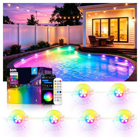 50ft Ahawill Swimming Pool RGB Pool LED String Lights