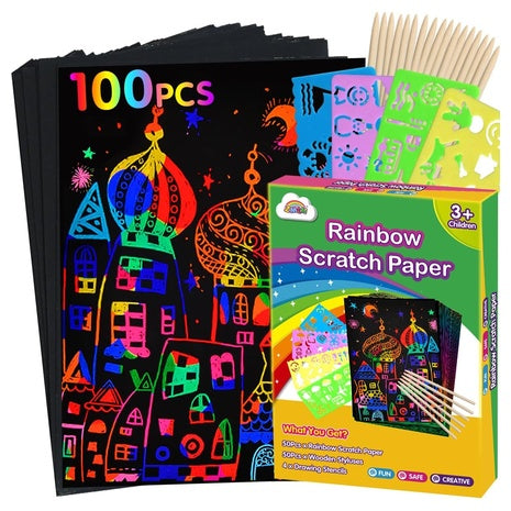 100 Magic Art Craft Rainbow Scratch Paper