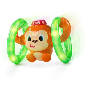 Bright Starts Roll & Glow Monkey Crawling Baby Toy with Lights and Sounds